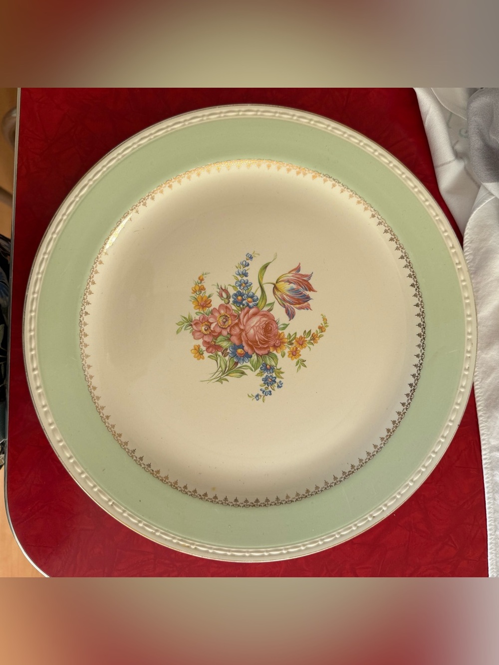 Vintage Homer Laughlin Georgian Eggshell 14" Round Chop Plate Platter Green